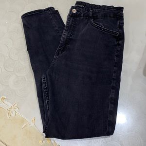 Zara High Rise Washed Black Skinny Jean